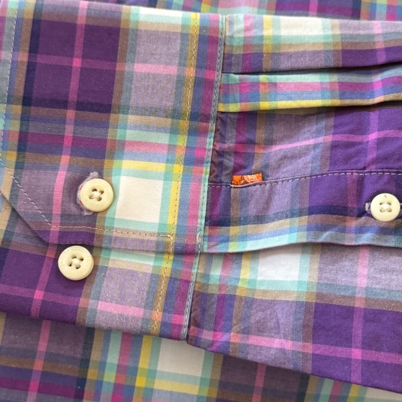 Tallia Mens Purple Plaid Collard Button Up Dress Up Shirt Sz. Medium M 15 1/2 - Picture 10 of 13